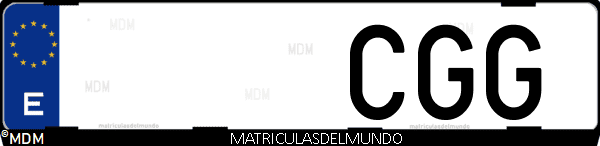 Imágen de matrícula de coche con letras CGG de España