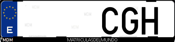 Imágen de matrícula de coche con letras CGH de España