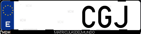 Imágen de matrícula de coche con letras CGJ de España