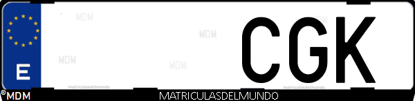 Imágen de matrícula de coche con letras CGK de España