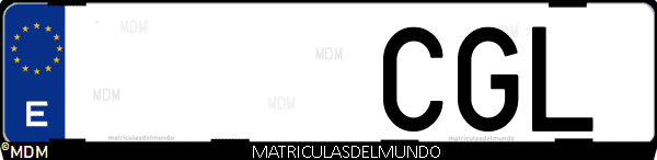 Imágen de matrícula de coche con letras CGL de España