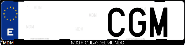 Imágen de matrícula de coche con letras CGM de España