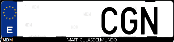 Imágen de matrícula de coche con letras CGN de España