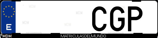 Imágen de matrícula de coche con letras CGP de España