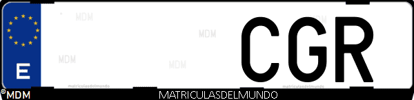 Imágen de matrícula de coche con letras CGR de España
