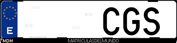 Imágen de matrícula de coche con letras CGS de España
