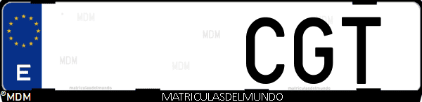 Imágen de matrícula de coche con letras CGT de España