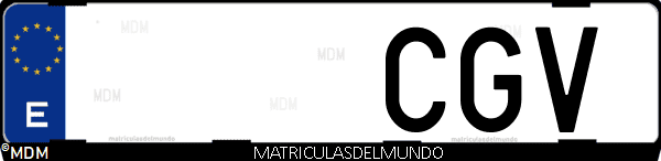 Imágen de matrícula de coche con letras CGV de España