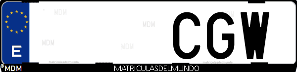 Imágen de matrícula de coche con letras CGW de España