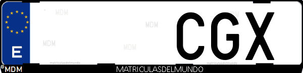 Imágen de matrícula de coche con letras CGX de España