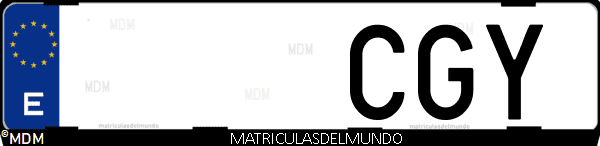 Imágen de matrícula de coche con letras CGY de España