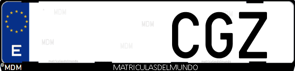 Imágen de matrícula de coche con letras CGZ de España