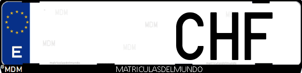 Imágen de matrícula de coche con letras CHF de España