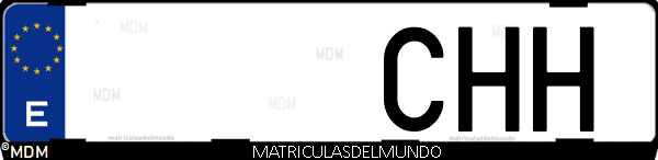 Imágen de matrícula de coche con letras CHH de España