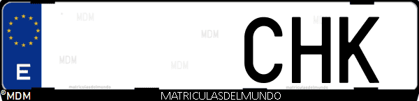 Imágen de matrícula de coche con letras CHK de España