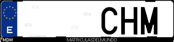 Imágen de matrícula de coche con letras CHM de España