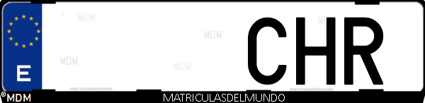 Imágen de matrícula de coche con letras CHR de España