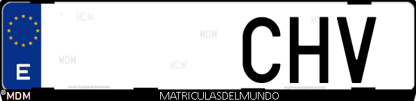 Imágen de matrícula de coche con letras CHV de España