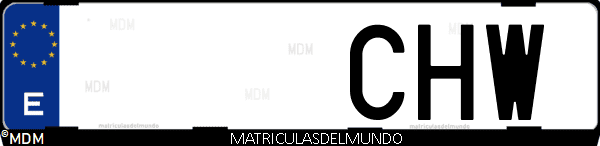 Imágen de matrícula de coche con letras CHW de España