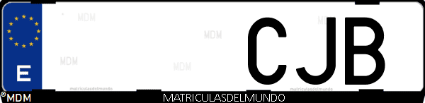Imágen de matrícula de coche con letras CJB de España