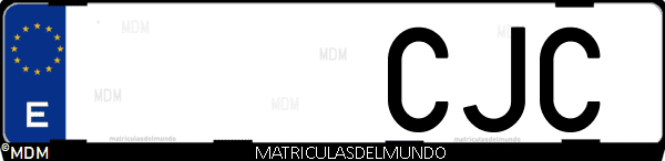 Imágen de matrícula de coche con letras CJC de España