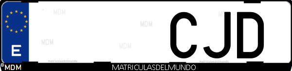 Imágen de matrícula de coche con letras CJD de España