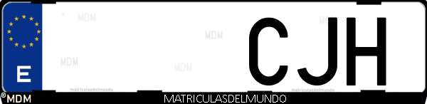 Imágen de matrícula de coche con letras CJH de España