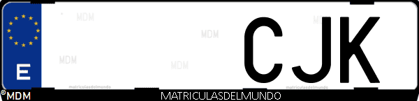 Imágen de matrícula de coche con letras CJK de España
