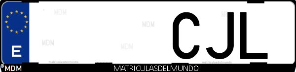 Imágen de matrícula de coche con letras CJL de España