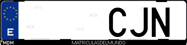 Imágen de matrícula de coche con letras CJN de España