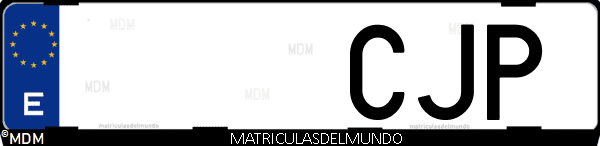Imágen de matrícula de coche con letras CJP de España