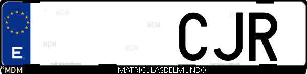 Imágen de matrícula de coche con letras CJR de España