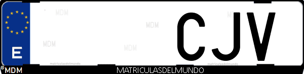 Imágen de matrícula de coche con letras CJV de España