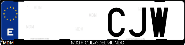 Imágen de matrícula de coche con letras CJW de España