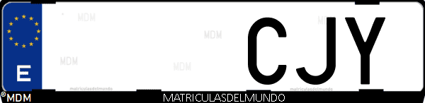 Imágen de matrícula de coche con letras CJY de España