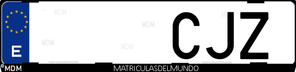 Imágen de matrícula de coche con letras CJZ de España