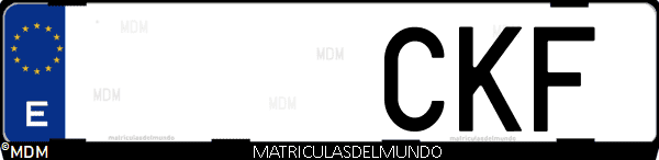 Imágen de matrícula de coche con letras CKF de España