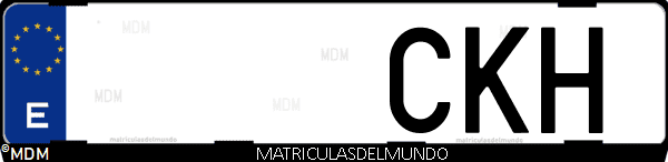 Imágen de matrícula de coche con letras CKH de España