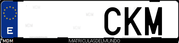 Imágen de matrícula de coche con letras CKM de España