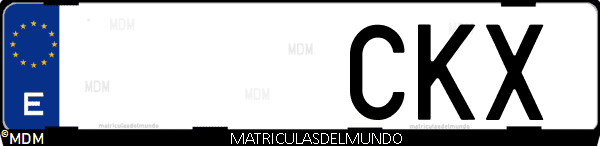 Imágen de matrícula de coche con letras CKX de España