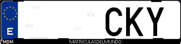 Imágen de matrícula de coche con letras CKY de España