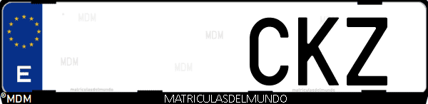 Imágen de matrícula de coche con letras CKZ de España