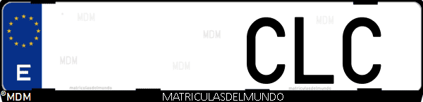 Imágen de matrícula de coche con letras CLC de España