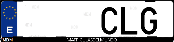 Imágen de matrícula de coche con letras CLG de España