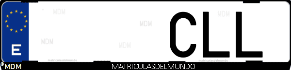 Imágen de matrícula de coche con letras CLL de España