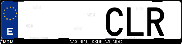 Imágen de matrícula de coche con letras CLR de España