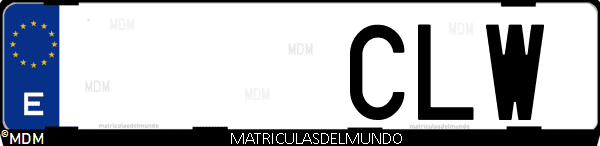 Imágen de matrícula de coche con letras CLW de España
