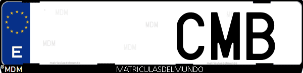 Imágen de matrícula de coche con letras CMB de España