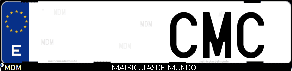 Imágen de matrícula de coche con letras CMC de España