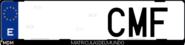 Imágen de matrícula de coche con letras CMF de España